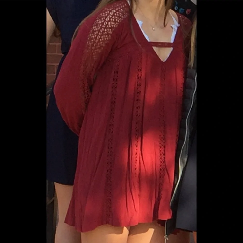 American Eagle Babydoll Dress, Lace Boho Longsleeve Peasant - Picture 10 of 10